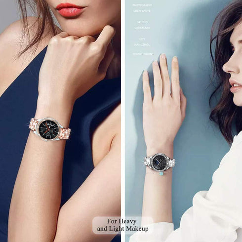 Bands Compatible with Samsung Galaxy Watch 46mm / Gear S3 Frontier/Classic, 22mm Bling Rhinestone Diamond Metal Strap with Bezel Ring Cover Replac...