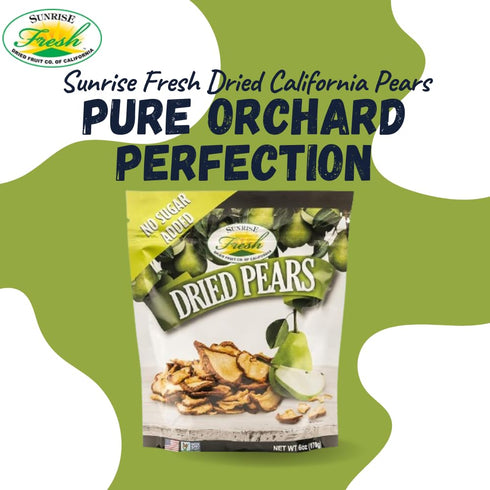 Sunrise Fresh Dried Fruit – Dried California Pears - All-Natural, Dehydrated, Unsweetened, No Added Sugar, Resealable Snack, 6oz Bag...
