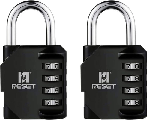 RESET-060 2 Pack 4 Digit Combination Lock Outdoor Padlock for School Gym Sports Locker Fence Toolbox Gate Suitcase Hasp Black...