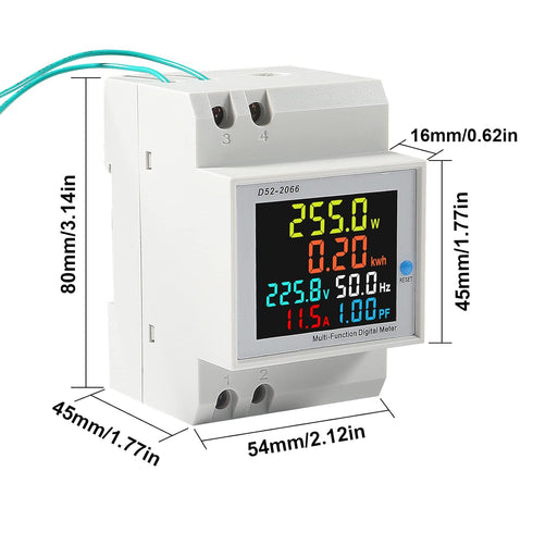 Electricity Single Phase Energy Meter Tester Electricity Usage Monitor AC 110V 40V-300V 100A Ampermeter Power Voltmeter Ammeter Voltage Amps Watt ...