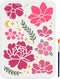 Peony Cherry Blossoms Stencil 11.7×8.3inch Blooming Peony Sakura Stencils with Paint Brush Nature Flower Moon Star Templates for Wood Canvas Paper...