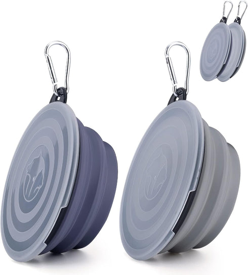 SLSON Dog Bowls Pet Collapsible Bowl with Cover Lids,2 Pack Dog Travel Bowls Portable Foldable Cat Water Dish Bowl for Pets Walking Parking Campin...