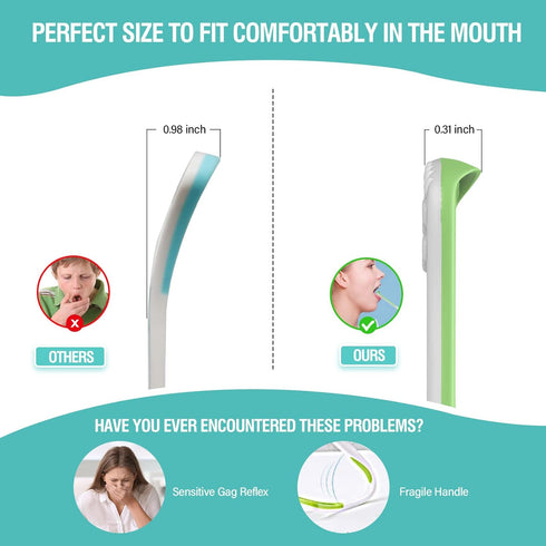 RONAVO Tongue Scraper, Disposable Tongue Cleaner, 2 in 1 BPA Free Tongue Brush, Brushing and Scraping for Oral Care Hygienic, with Travel Case, Fi...