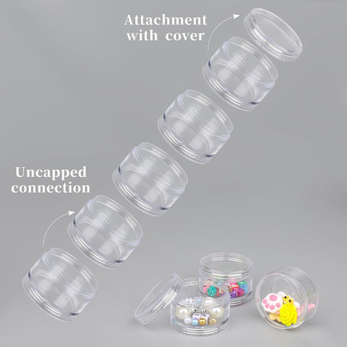 2 Sets 5 Layer Stackable Bead Storage Plastic Storage Jars Stackable Clear Containers Round Plastic Cosmetic Storage Box Art Craft Accessory Organ...