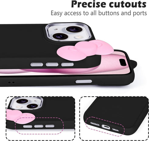 Compatible with iPhone 11 Case, Cute 3D Bowknot Design Soft Silicone Shockproof Cover for iPhone 11 6.1" 2019 Black...