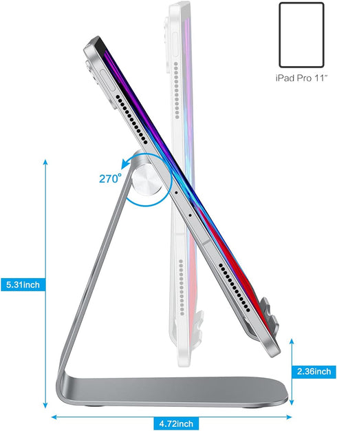 OMOTON Tablet Stand Holder Angle Adjustable, T1 Desktop Aluminum Tablet Dock Cradle Compatible with iPad Air/Mini, iPad 10.2, iPad Pro 11/12.9, Sa...