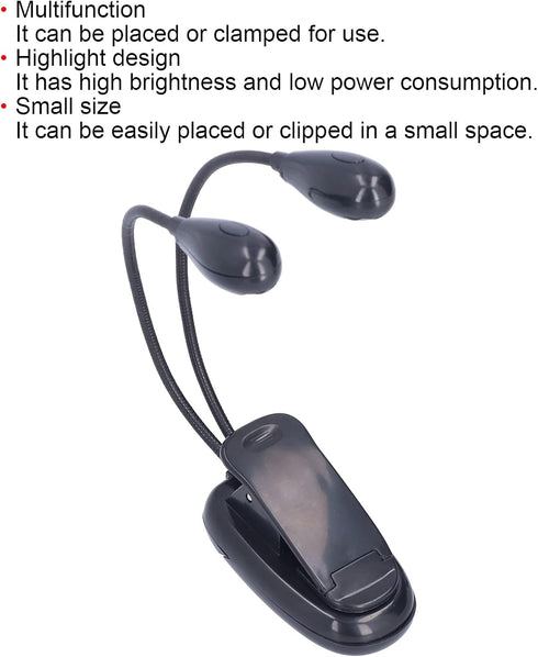 Desk Lamp, LED Clip on Light, Goose Neck 360?Rotatable,Flexible and Convient Double Poles Design, Reading Lamp for Home Office, School Dorm Suppli...