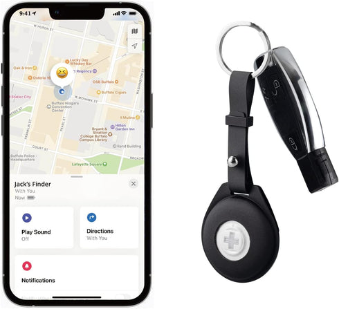 Swissdigital Sound-Playable Finder Keychain,Bluetooth Locator for Bags, Luggages, Keys, Toys, and Your Personal Items, Works with Apple Find My ap...