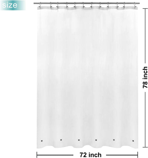 Mrs Awesome Long Shower Curtain Liner with 6 Magnets 72 x 78 inch, PEVA 8G Thick & Heavy Duty Plastic Shower Curtain for Bathroom, Waterproof,72x7...