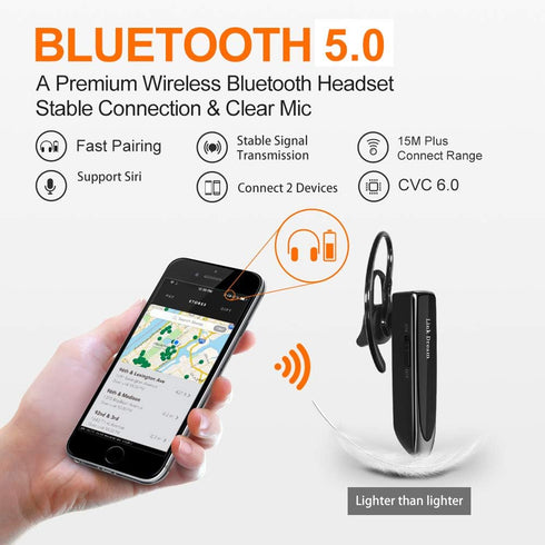 Link Dream Bluetooth Earpiece for Cell Phone Hands Free Wireless Headset Noise Cancelling Mic 24Hrs Talking 1440Hrs Standby Compatible with iPhone...