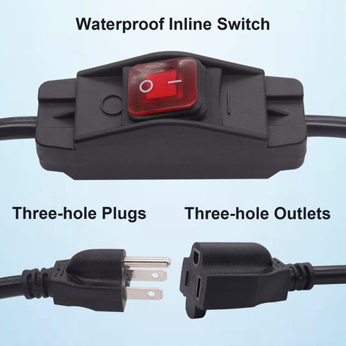 TWTADE 3 Prong Extension Cord with Waterproof Inline Switch On/Off 14AWG 1.5FT Outlets Power Cords Heavy Duty Extension Cord 30A 125V/15A 250V AC ...