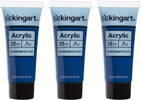 KINGART 500-125 PRO Artist Quality PRUSSIAN BLUE Acrylic Paint, 22ml (0.74oz) Tubes, 3 Pack - Set (66ml Total), Prussian Blue...