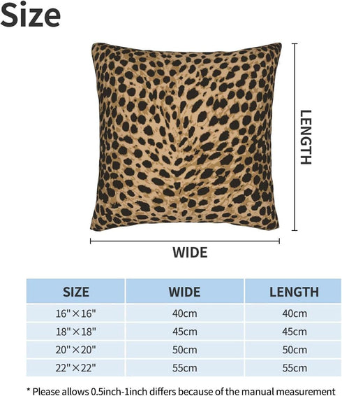 Leopard Skin Wild Animal Print Throw Pillow Cover Set of 2 Decorative Square Pillowcase Throw Cushion Case for Bedroom, Living Room, Sofa, Couch a...