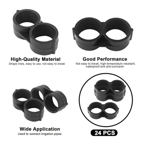 24pcs Black Tubing End Closure, Figure 8 End Fitting Drip Tubing 5/8 inch Drip Fitting, Irrigation Accessories End Closure for Garden Greenhouse S...