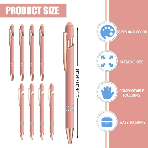 6 Pcs Blue Ink Ballpoint Pen with Stylus Tip 2 in 1 Ballpoint Pen Metal Pens Stylus Pen for Touch Screens School Office Coworkers (Rose)......
