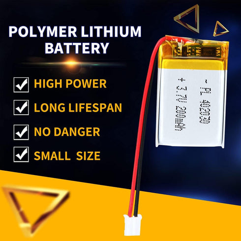 3.7V 180mAh 402030 Lipo Battery Rechargeable Lithium Polymer ion Battery Pack with PH2.0mm JST Connector...