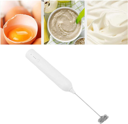 Handheld Milk Frother, Coffee Foam Maker USB Rechargeable Hand Drink Mixer 3 Speeds Electric Whisk Adjustable Hand Held Blender with 2 Heads for C...