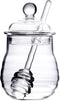 Lawei Glass Honey Jar with Dipper and Lid, 10 OZ Heat-Resistant Bee Hives Honey Pot, Clear Glass Honey Container for Store Honey and Syrup, Home a...