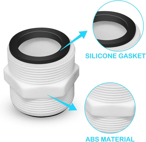 2Pcs 1.5’to 1.5’ Pool Hose Adapter, Pool Hose Connector Coupling Above Ground Pool Hose Adapter Compatible with Intex, Garden Hose Extender with 2...