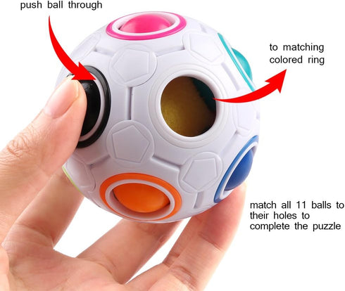 Coogam Rainbow Puzzle Ball Pack with Pouch Color-matching Game Fidget Toy Stress Reliever Magic Ball Brain Teaser for Kids and Adults, Children, B...