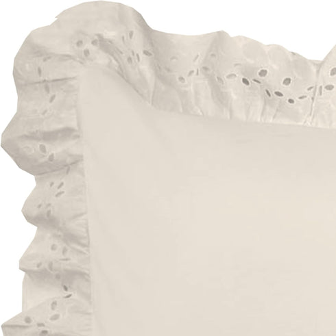 Fresh Ideas Ruffled Pillow Sham 2 Pack, Standard, Ivory...