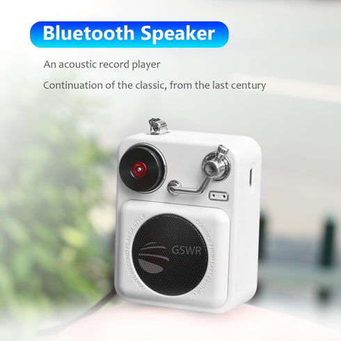 Portable Outdoor Mini Bluetooth Speaker Retro Atomic Phono Speaker Speaker with Clear Sound, White Suitable for Hiking, Cycling, Travel, Suitable ...