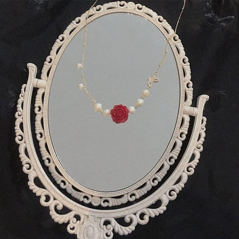 Fuqimanman2020 3PcsRose Flower Jewelry Red White Rose Bluebell Flower Long Necklaces Flower Dangle Earrings Rose Bluebell Bracelet Jewelry Sets Fo...