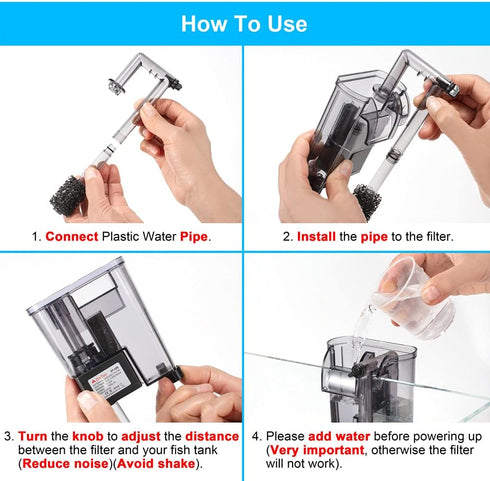 DaToo Aquarium Hang On Filter Small Fish Tank Hanging Filter Power Waterfall Filtration System...