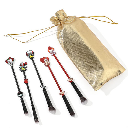 Nightmare Before Christmas Makeup Brushes - 5pcs Corpse Bride Anime Make Up Brush Set Silver Drawstring Bag Included (Brushes and Bracelet 2)...