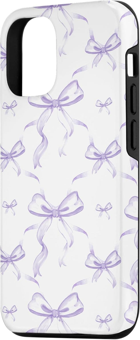 iPhone 14 Aesthetic Lilac Ribbons and Bows in Watercolor Case...