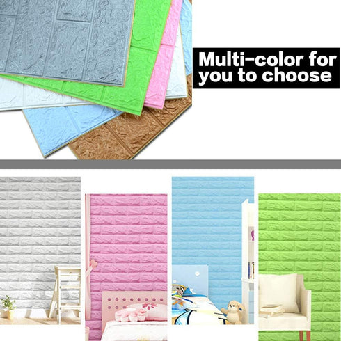 10 PCS Blue 3D Wall Panels, 14.5 sq.feet Coverage, Printable Wallpaper Sticker with Self-Adhesive Waterproof Brick PE Foam Wall Panels Peel and St...