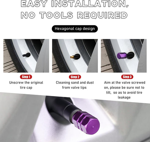 12 PCS Car Tire Valve Stem Caps, Leakproof Tire Air Cap with O Rubber Seal, Aluminium Wheel Valve Dust Cover for SUV Truck Motorcycle Bike, Univer...