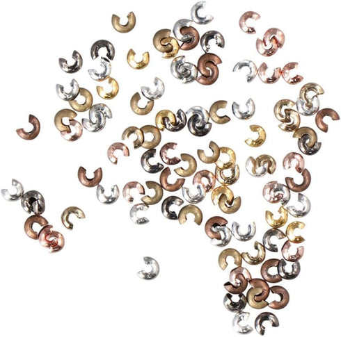 200Pcs Crimp Bead Knot Covers Column Tube Half Round Open Crimp Bead for Craft Supplies DIY Jewelry Making Accessory...