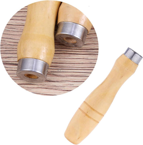 Gadpiparty Sturdy Wooden File Handle - 5Pcs Set - 62mm Inner Hole - Enhanced with Metal Collars for High Precision File Cutting Tools - Ideal for ...