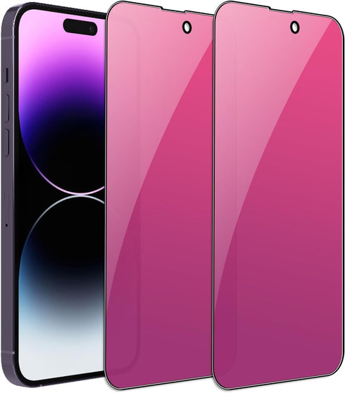 2 Pack Compatible with iPhone 15 Pro Privacy Screen Protector, Full Coverage Mirror Anti-Spy Anti Blue Electroplated Purple Gradient Colorful Temp...