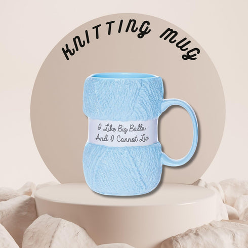 Boxer Gifts ‘I Like Big Balls And I Cannot Lie’ Novelty Knitting Gifts Yarn Mug | Realistic Wool Detailing | Fun Christmas, Birthday Or Mother's D...