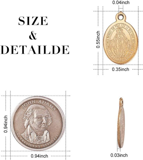 DanLingJewelry 304 Stainless Steel Virgin Mary Oval Miraculous Medal Charms Pendants for Men Women for Jewelry Making Necklace Earring Bracelet DI...