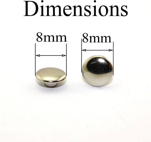 120pcs 8x8mm Silver Double Cap Rapid Rivets Round Head Decorative Rivets DIY Leather Craft Studs 5/16 inch...