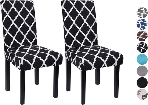 YIMEIS Dining Room Chair Covers Set of 2, Washable Kitchen Seat Protector, Removable Printed Stretchable Parsons Chair Slipcover for Room, Office,...