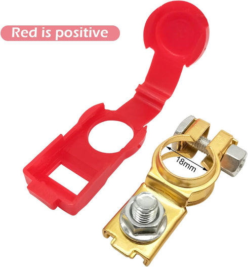 2pcs Car Battery Terminal Connectors with Plastice Cover Positive and Negative 12V Battery Clamps for Car Boat Truck Van Caravan...
