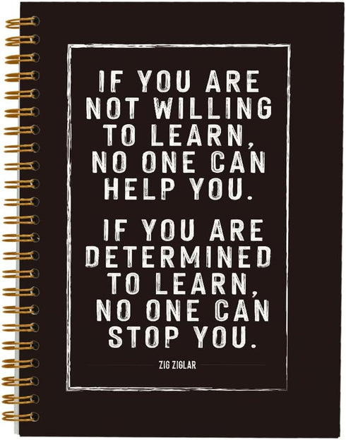ZIG ZIGLAR Quote If You Are Not Willing To Learn Lined Hardcover College Ruled Spiral Notebook Journal for Work Notes Journaling 5.5×8.3 Inch,Moti...