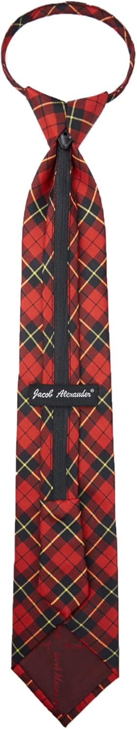 Jacob Alexander Men's Royal Tartans Plaid Zipper Neck Tie...