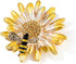 Flowers Bee Daisy Brooch Pin, Yellow Sun Flower Brooch.Charm Daisy Collar Pin Coat Collar Brooch for Women Corsage Safety Pin...