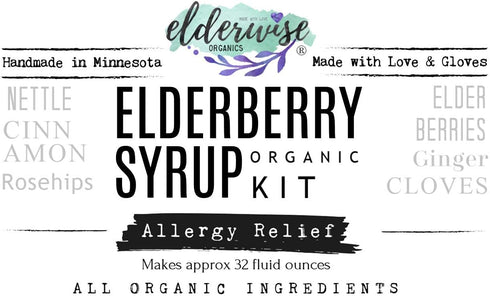 Elderberry Syrup Kit - Allergy Support - Makes Approx. 32oz - Comes with Brewing Bag - Organic Ingredients - Elderberries - Rosehips - Ginger - Ne...