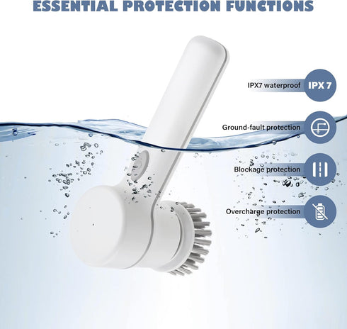 Electric Spin Scrubber Cordless Power Cleaning Brush with 5 Replaceable Brush Heads Rechargeable Scrubber for Bathroom Tub Sink Kitchen Dishes Til...