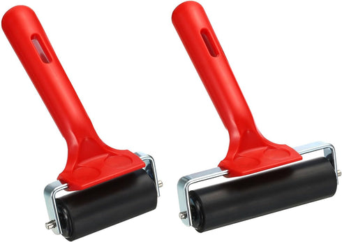 PATIKIL 2.4" 4" Rubber Roller Brayer, 2 Pack Anti Skid Hard Rubber Roller Tools for Wallpaper Art Printing Printmaking Ink Stamping Tape Construct...