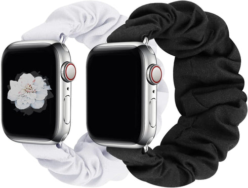 JIELIELE Compatible with Scrunchie Apple Watch Band 38mm 40mm 41mm 42mm 44mm 45mm 49mm for Women, Cute Wristbands Straps Elastic Scrunchy Band for...