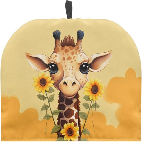 Giraffe Sunflower Print Tea Cozy for Ladies Gift Teapot Cover Home Decorative Accessory Insulated Teapot Cozy for Dust Proof Keep Warm Yellow Kett...