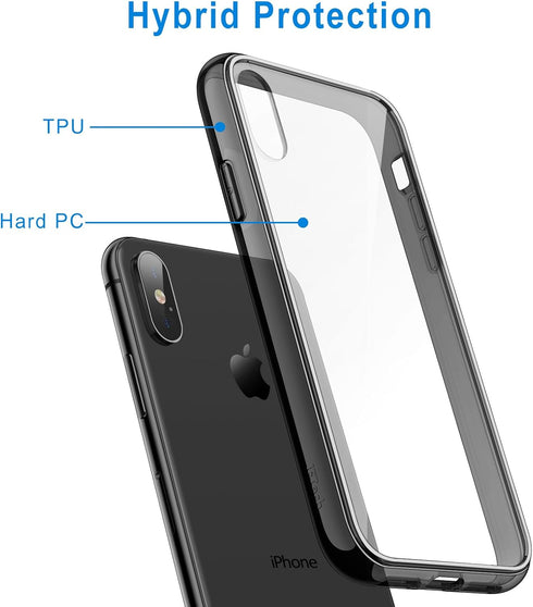 JETech Case for iPhone Xs Max 6.5-Inch, Non-Yellowing Shockproof Phone Bumper Cover, Anti-Scratch Clear Back (Black)...