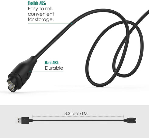 Vivosmart 5 Charger Replacement USB Data Sync Charging Cable Wire Compatible with Garmin Vivosmart 5 Fitness Tracker, Black - 2Pack...